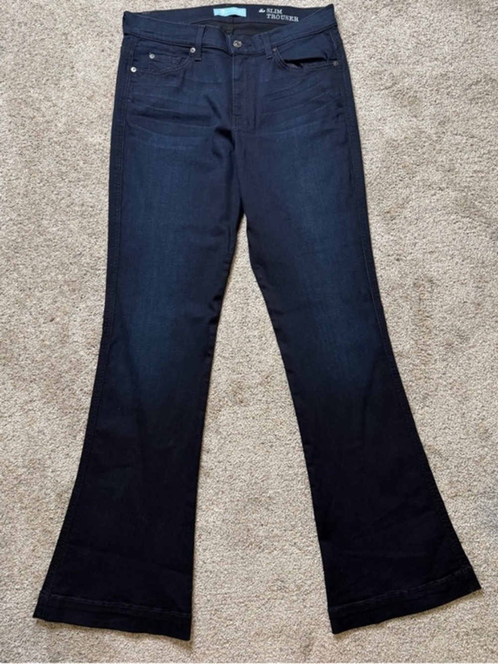 7 For All Mankind B(air) Slim Trouser Navy Flare Jeans 31 tall